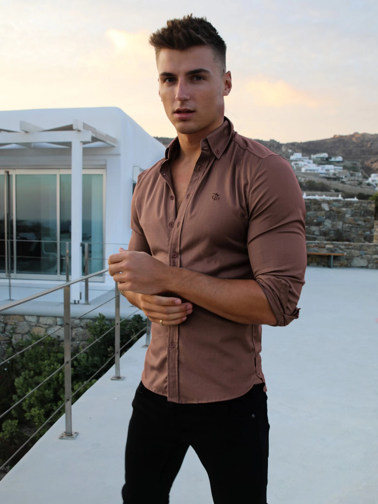 Burnham Fitted Stretch Shirt - Burgundy 3 Burnham Fitted Stretch Shirt - Burgundy