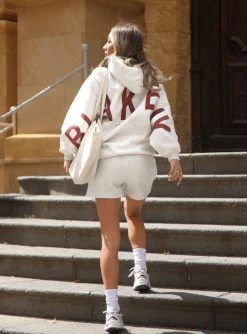 Isabel Oversized Hoodie - Marl White And Rust Red -Trend Wear Sales Frame2 1