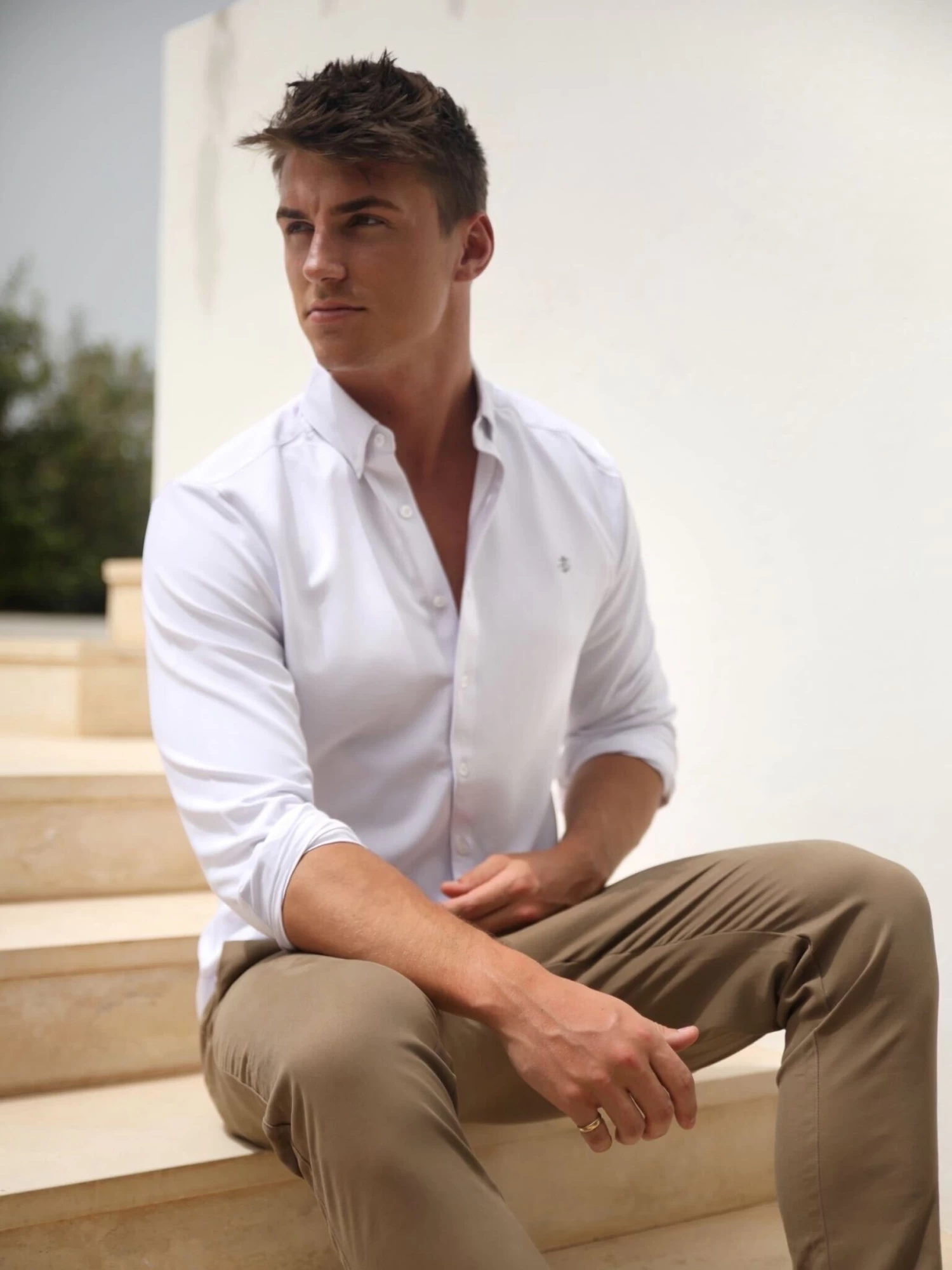 Aylsham Fitted Stretch Shirt - White 7 Aylsham Fitted Stretch Shirt - White - Image 5