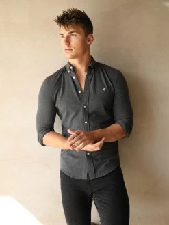 Arlo Soft Stretch Shirt - Charcoal 10 Arlo Soft Stretch Shirt - Charcoal -Trend Wear Sales Frame61