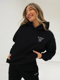 Monaco Women's Relaxed Hoodie - Black -Trend Wear Sales LEAD213WOBLACKHOODIED1