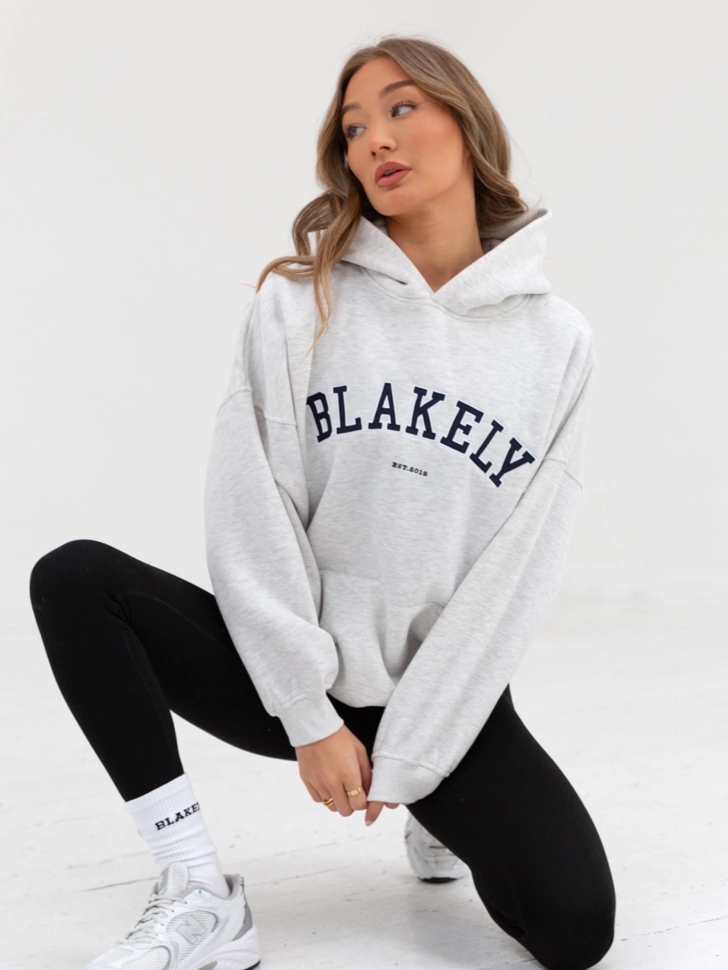 Varsity Oversized Hoodie - Marl White 3 Varsity Oversized Hoodie - Marl White